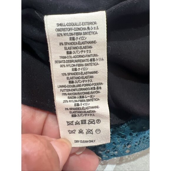 FREE PEOPLE ~X Small ~ Teal & Black Lace NATASHA Bodycon High Neck Dress - Picture 14 of 16